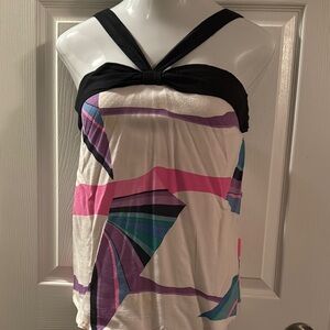 Roxy Cream and Pink Sleeveless Graphic Tank Top